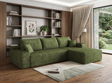 Green Corduroy Modular L Shaped Sofa and Chaise Sectional - HomeRoots - Flyclothing LLC