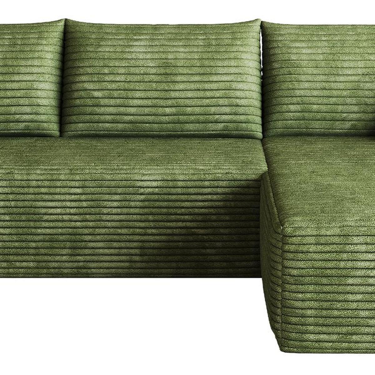 Green Corduroy Modular L Shaped Sofa and Chaise Sectional - HomeRoots - Flyclothing LLC