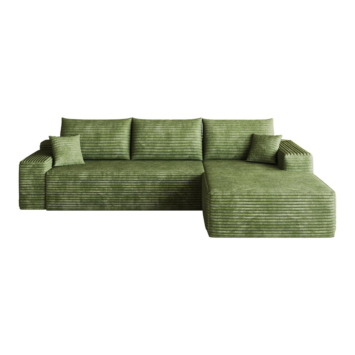 Green Corduroy Modular L Shaped Sofa and Chaise Sectional - HomeRoots - Flyclothing LLC