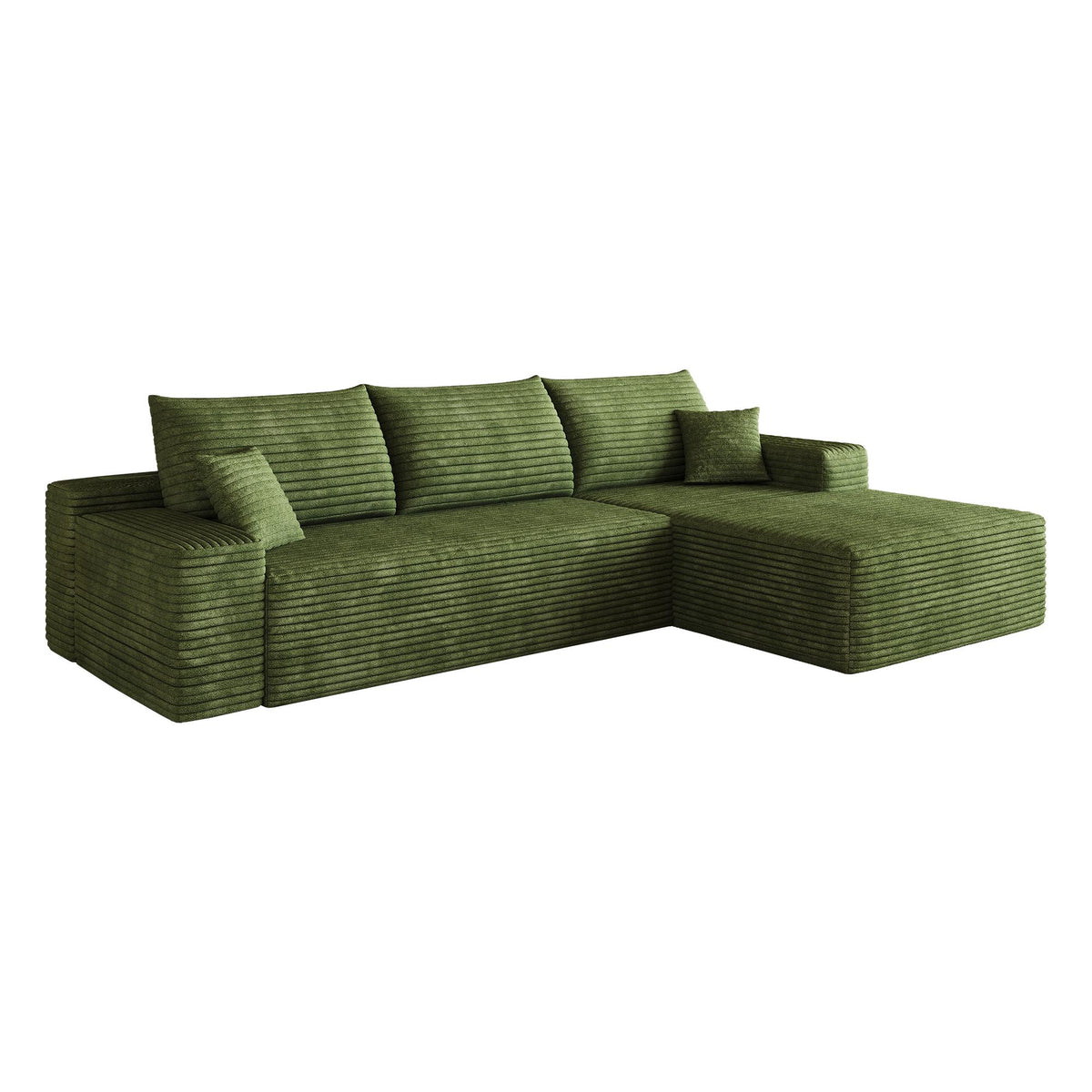 Green Corduroy Modular L Shaped Sofa and Chaise Sectional - HomeRoots - Flyclothing LLC