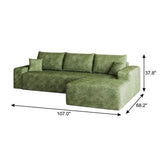 Green Corduroy Modular L Shaped Sofa and Chaise Sectional - HomeRoots - Flyclothing LLC