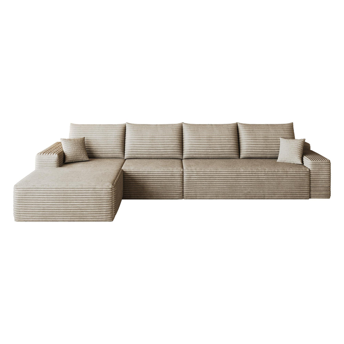 Camel Corduroy Modular L Shaped Sofa and Chaise Sectional - HomeRoots - Flyclothing LLC