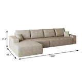 Camel Corduroy Modular L Shaped Sofa and Chaise Sectional - HomeRoots - Flyclothing LLC