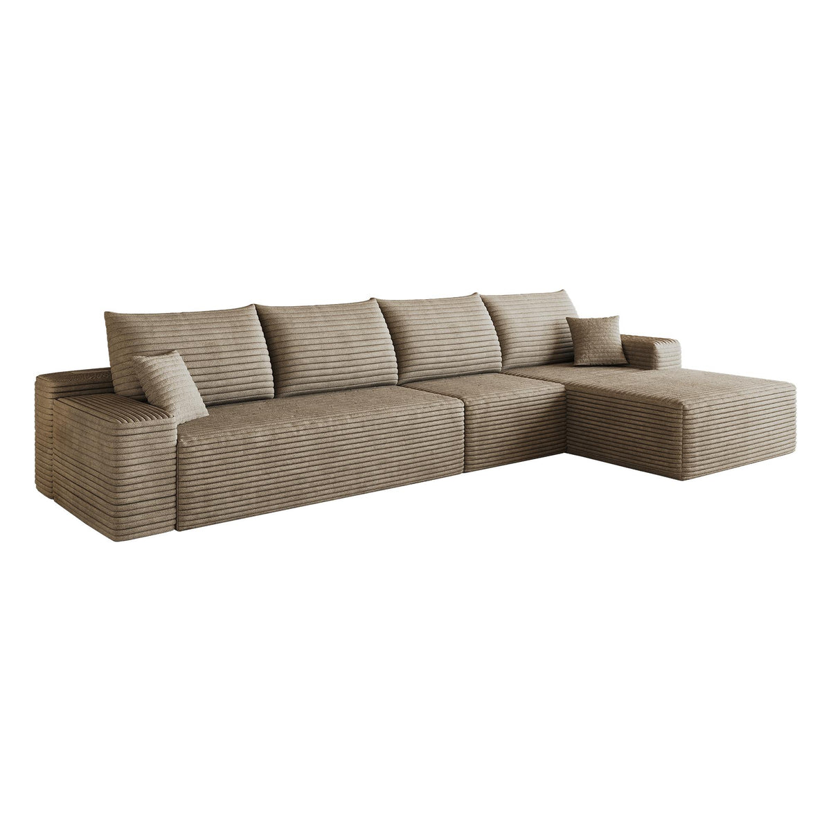 Camel Corduroy Modular L Shaped Sofa and Chaise Sectional - HomeRoots - Flyclothing LLC