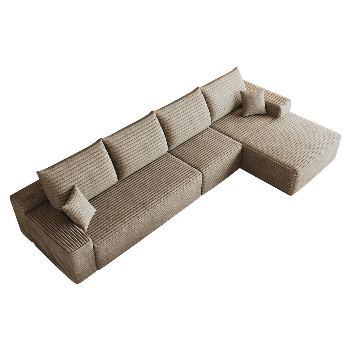 Camel Corduroy Modular L Shaped Sofa and Chaise Sectional - HomeRoots - Flyclothing LLC