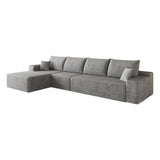 Gray Corduroy Modular L Shaped Sofa and Chaise Sectional - HomeRoots - Flyclothing LLC