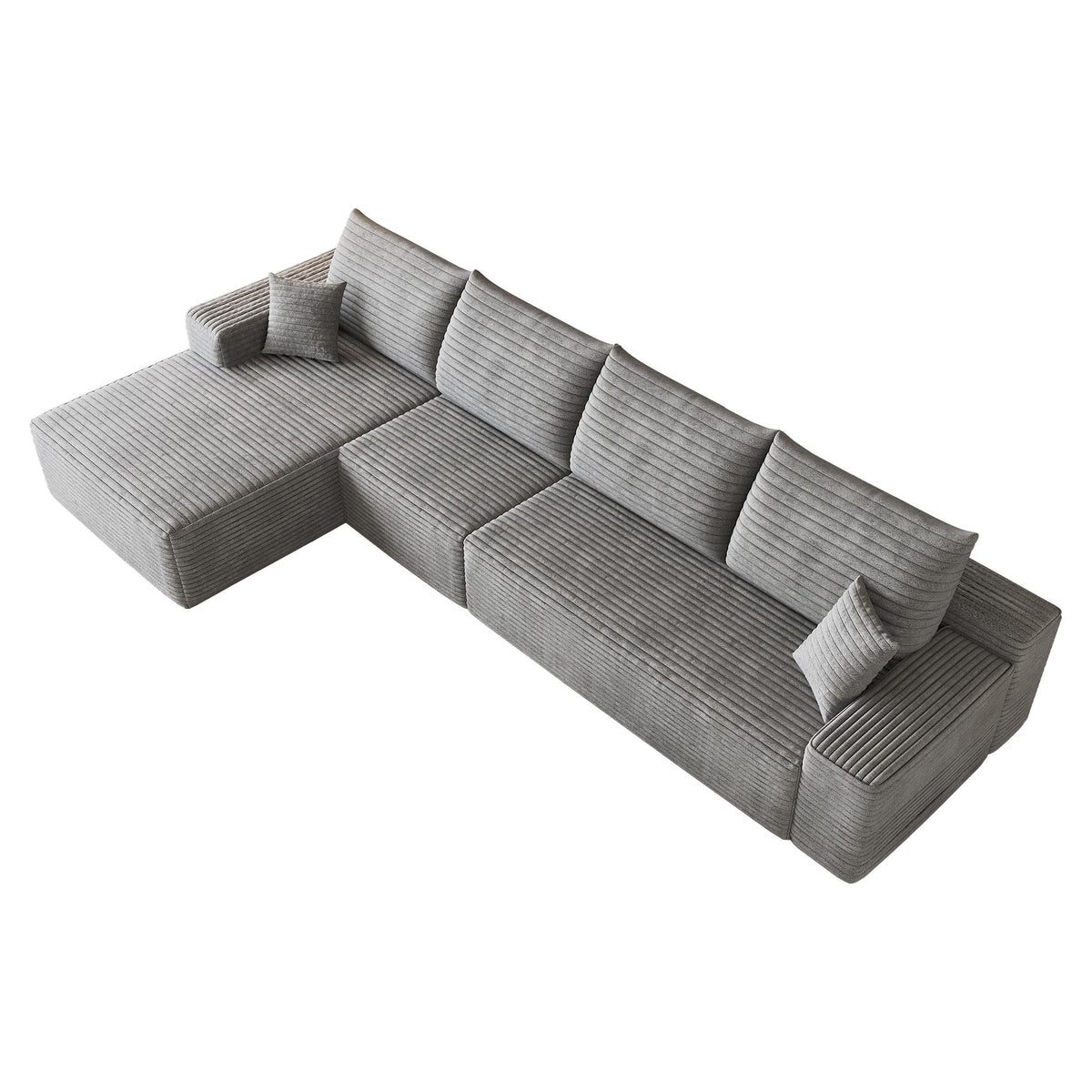 Gray Corduroy Modular L Shaped Sofa and Chaise Sectional - HomeRoots - Flyclothing LLC