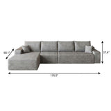 Gray Corduroy Modular L Shaped Sofa and Chaise Sectional - HomeRoots - Flyclothing LLC