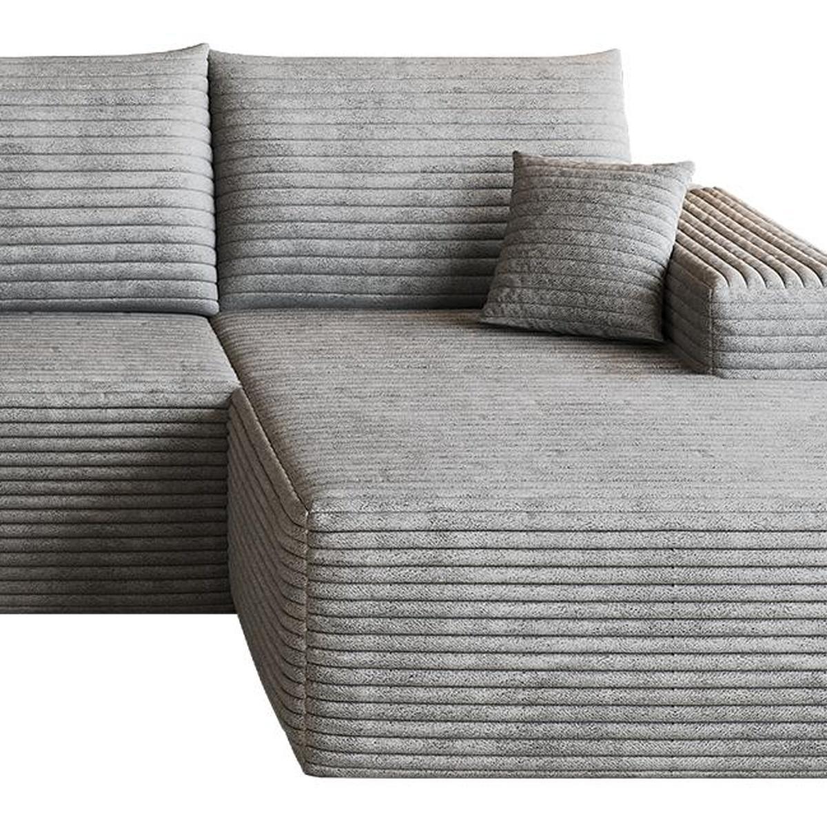 Gray Corduroy Modular L Shaped Sofa and Chaise Sectional - HomeRoots - Flyclothing LLC