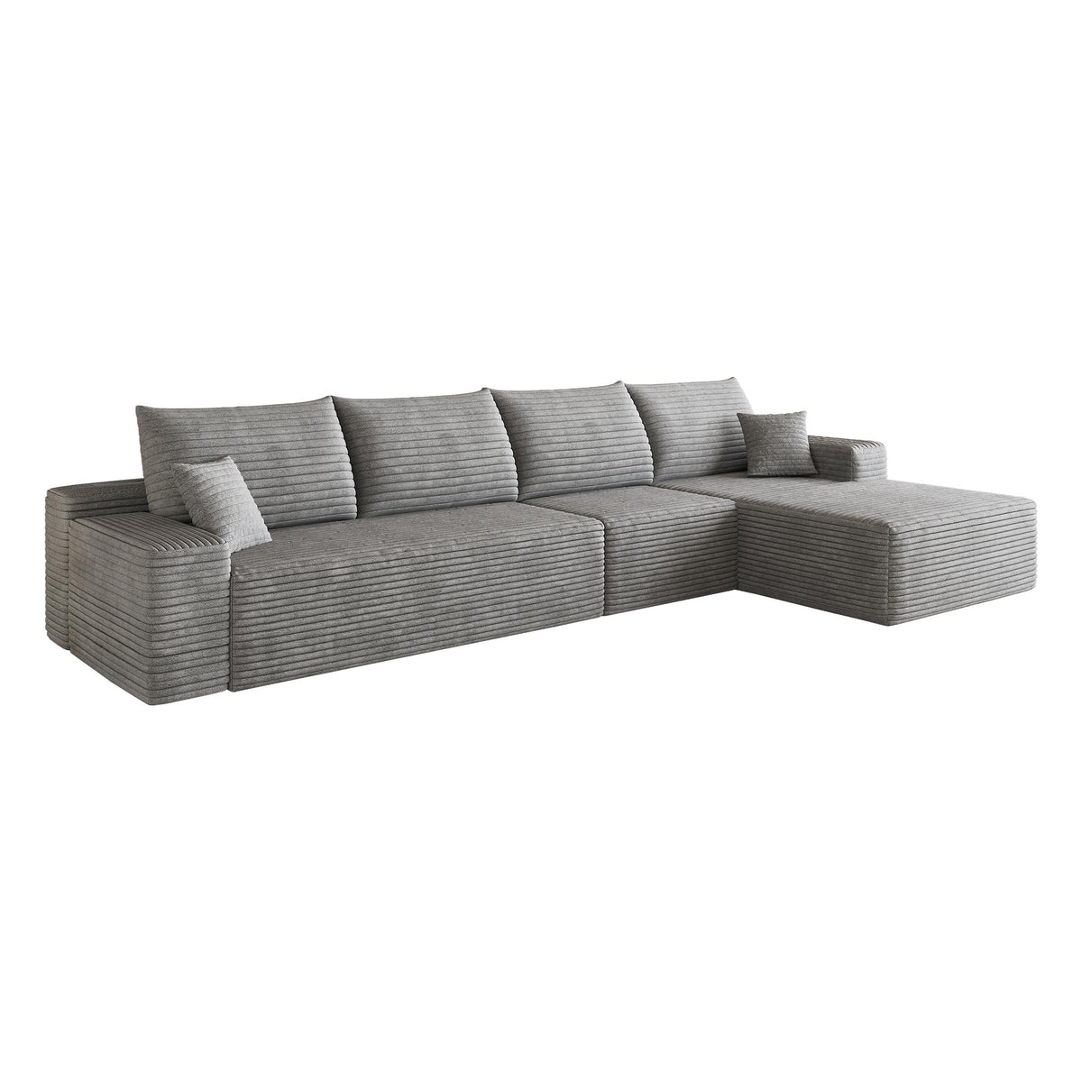 Gray Corduroy Modular L Shaped Sofa and Chaise Sectional - HomeRoots - Flyclothing LLC