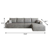Gray Corduroy Modular L Shaped Sofa and Chaise Sectional - HomeRoots - Flyclothing LLC