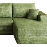 Green Corduroy Modular L Shaped Sofa and Chaise Sectional - HomeRoots - Flyclothing LLC