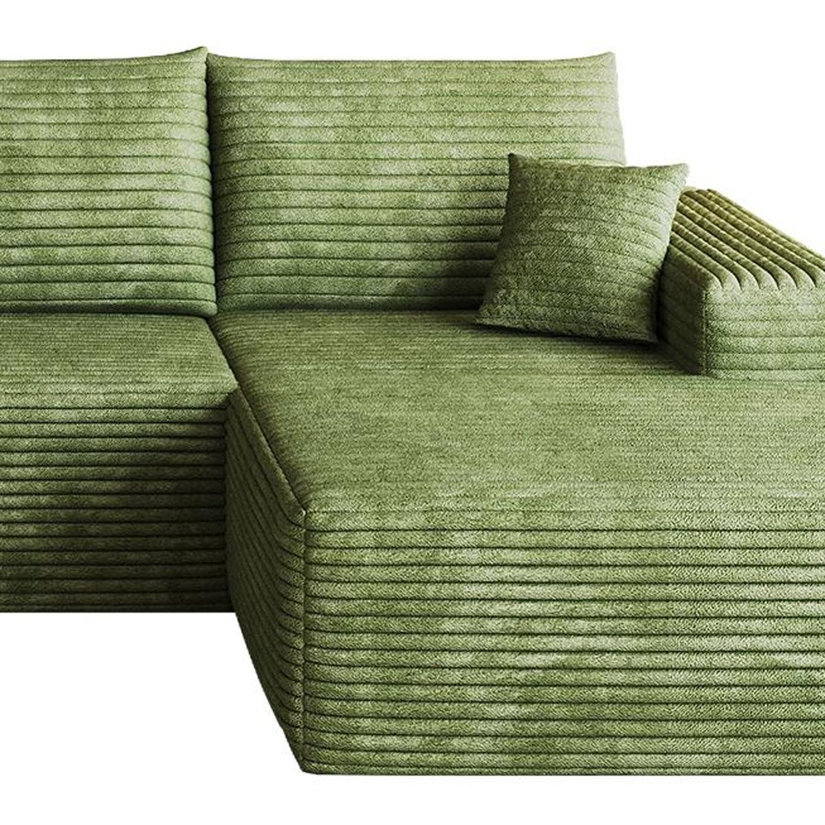 Green Corduroy Modular L Shaped Sofa and Chaise Sectional - HomeRoots - Flyclothing LLC