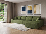 Green Corduroy Modular L Shaped Sofa and Chaise Sectional - HomeRoots - Flyclothing LLC