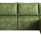 Green Corduroy Modular L Shaped Sofa and Chaise Sectional - HomeRoots - Flyclothing LLC