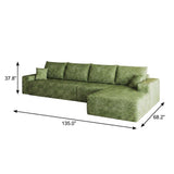 Green Corduroy Modular L Shaped Sofa and Chaise Sectional - HomeRoots - Flyclothing LLC