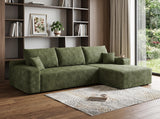 Green Corduroy Modular L Shaped Sofa and Chaise Sectional - HomeRoots - Flyclothing LLC