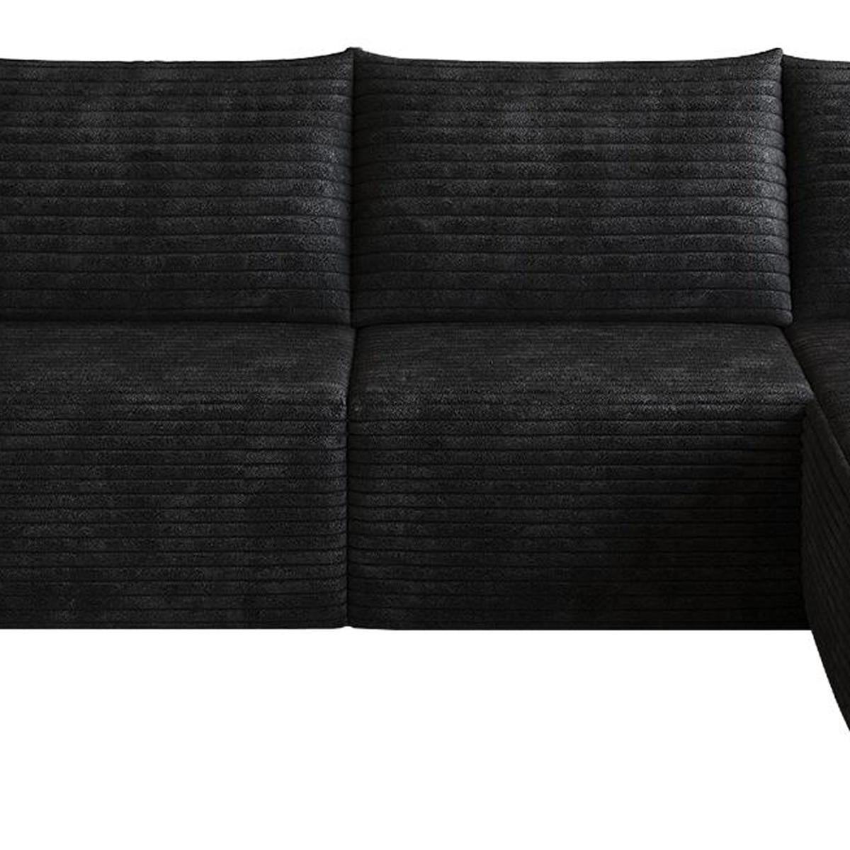 Black Corduroy Modular L Shaped Sofa and Chaise Sectional - HomeRoots - Flyclothing LLC