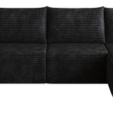 Black Corduroy Modular L Shaped Sofa and Chaise Sectional - HomeRoots - Flyclothing LLC