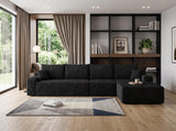 Black Corduroy Modular L Shaped Sofa and Chaise Sectional - HomeRoots - Flyclothing LLC