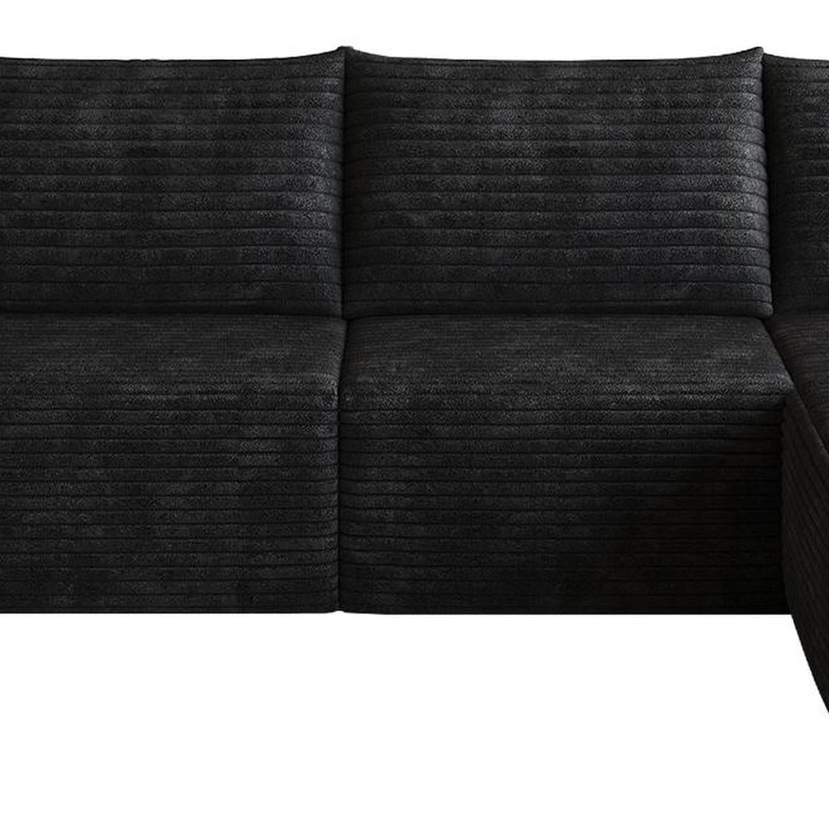 Black Corduroy Modular L Shaped Sofa and Chaise Sectional - HomeRoots - Flyclothing LLC