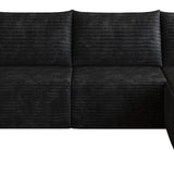 Black Corduroy Modular L Shaped Sofa and Chaise Sectional - HomeRoots - Flyclothing LLC