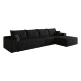 Black Corduroy Modular L Shaped Sofa and Chaise Sectional - HomeRoots - Flyclothing LLC