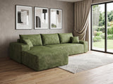 Green Corduroy Modular L Shaped Sofa and Chaise Sectional - HomeRoots - Flyclothing LLC
