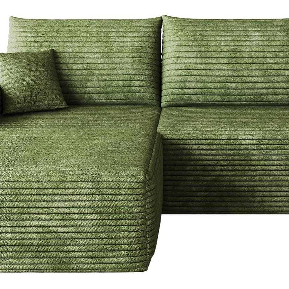 Green Corduroy Modular L Shaped Sofa and Chaise Sectional - HomeRoots - Flyclothing LLC