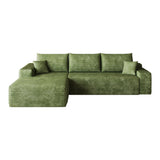 Green Corduroy Modular L Shaped Sofa and Chaise Sectional - HomeRoots - Flyclothing LLC