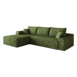 Green Corduroy Modular L Shaped Sofa and Chaise Sectional - HomeRoots - Flyclothing LLC