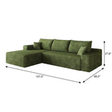 Green Corduroy Modular L Shaped Sofa and Chaise Sectional - HomeRoots - Flyclothing LLC