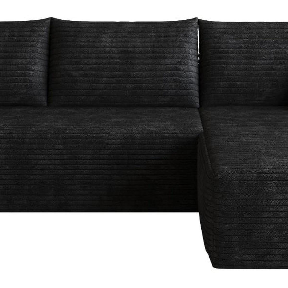 Black Corduroy Modular L Shaped Sofa and Chaise Sectional - HomeRoots - Flyclothing LLC
