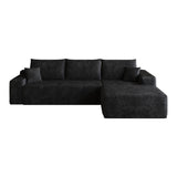Black Corduroy Modular L Shaped Sofa and Chaise Sectional - HomeRoots - Flyclothing LLC
