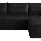 Black Corduroy Modular L Shaped Sofa and Chaise Sectional - HomeRoots - Flyclothing LLC