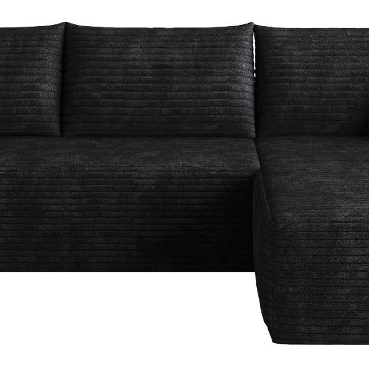 Black Corduroy Modular L Shaped Sofa and Chaise Sectional - HomeRoots - Flyclothing LLC