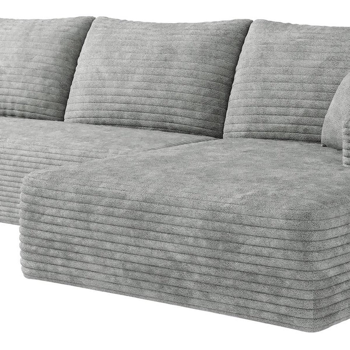 Gray Corduroy Modular L Shaped Sofa and Chaise Sectional - HomeRoots - Flyclothing LLC