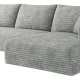 Gray Corduroy Modular L Shaped Sofa and Chaise Sectional - HomeRoots - Flyclothing LLC