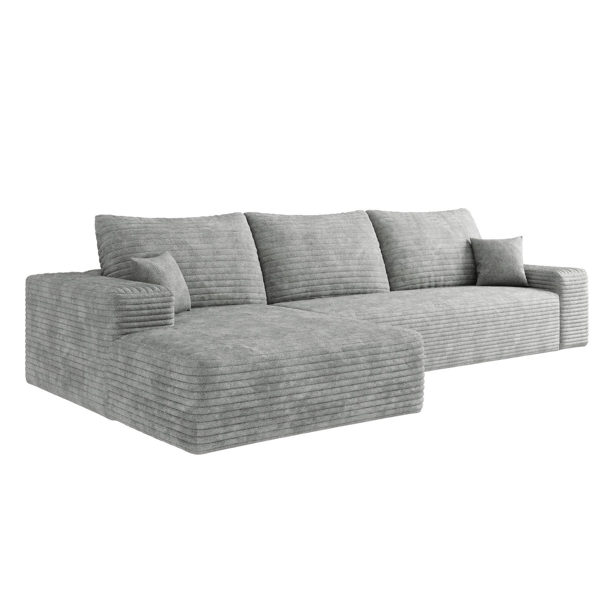 Gray Corduroy Modular L Shaped Sofa and Chaise Sectional - HomeRoots - Flyclothing LLC