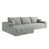 Gray Corduroy Modular L Shaped Sofa and Chaise Sectional - HomeRoots - Flyclothing LLC
