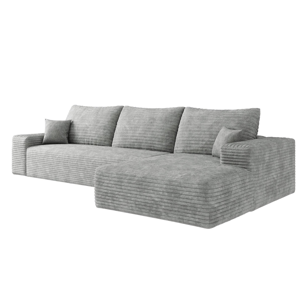 Gray Corduroy Modular L Shaped Sofa and Chaise Sectional - HomeRoots - Flyclothing LLC