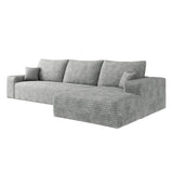 Gray Corduroy Modular L Shaped Sofa and Chaise Sectional - HomeRoots - Flyclothing LLC