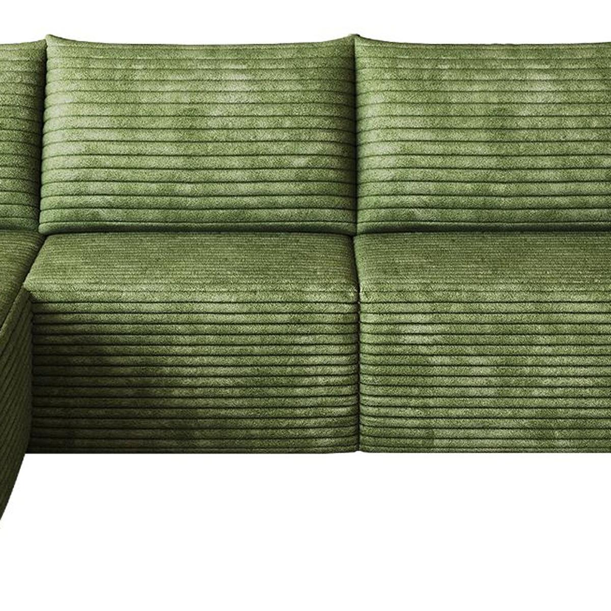 Green Corduroy Modular L Shaped Sofa and Chaise Sectional - HomeRoots - Flyclothing LLC