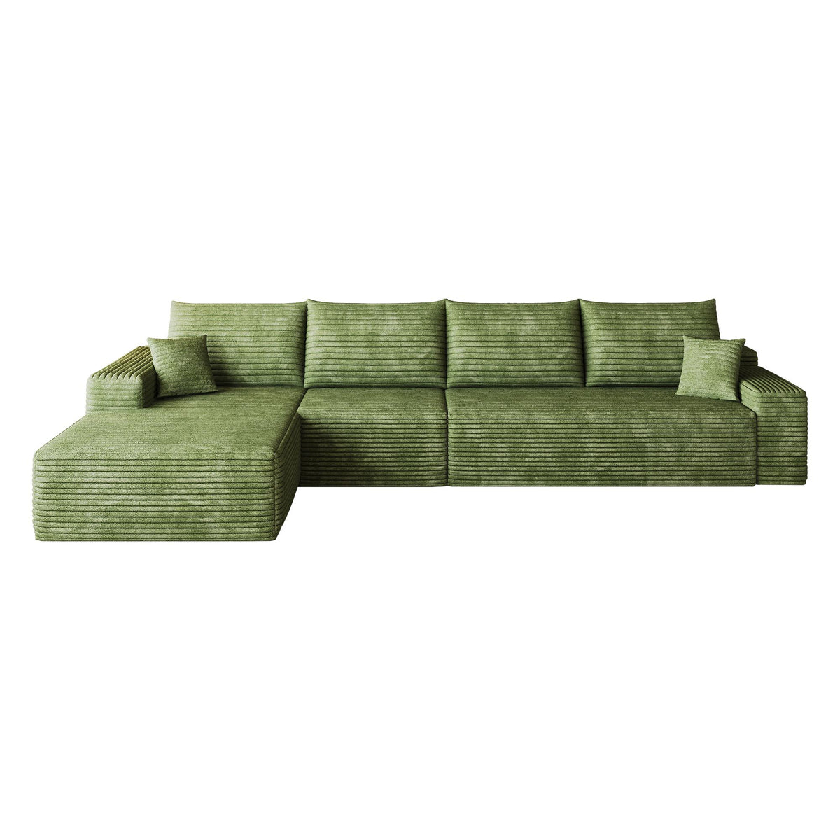 Green Corduroy Modular L Shaped Sofa and Chaise Sectional - HomeRoots - Flyclothing LLC