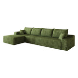 Green Corduroy Modular L Shaped Sofa and Chaise Sectional - HomeRoots - Flyclothing LLC
