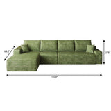 Green Corduroy Modular L Shaped Sofa and Chaise Sectional - HomeRoots - Flyclothing LLC
