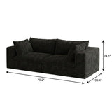 79" Black Corduroy Modular Sofa With Toss Pillows - HomeRoots - Flyclothing LLC