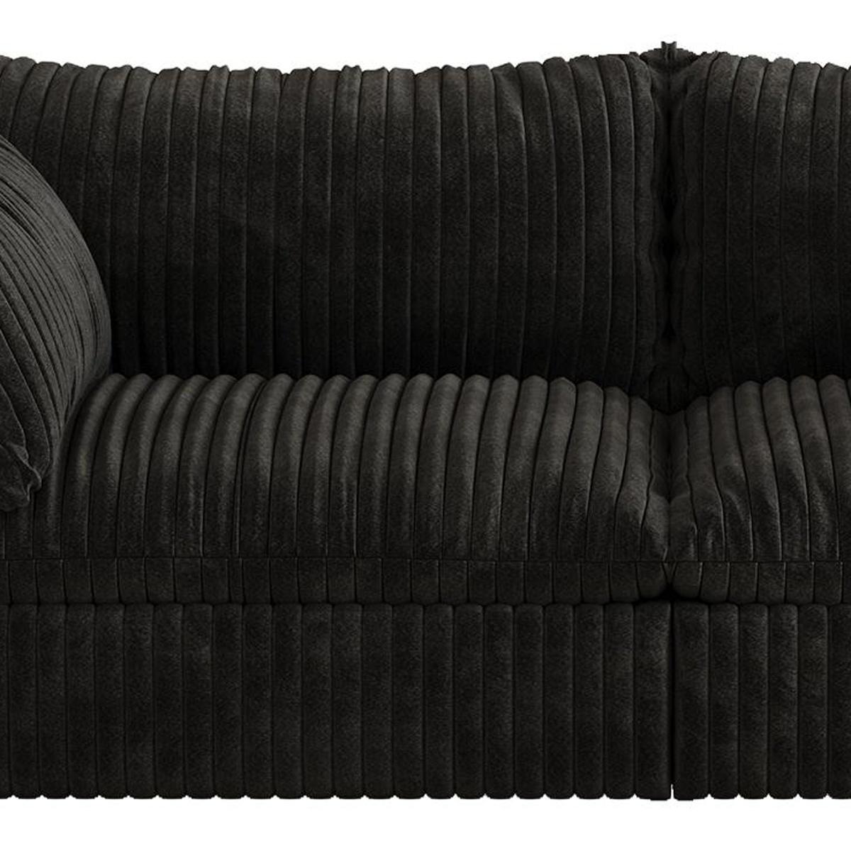 79" Black Corduroy Modular Sofa With Toss Pillows - HomeRoots - Flyclothing LLC