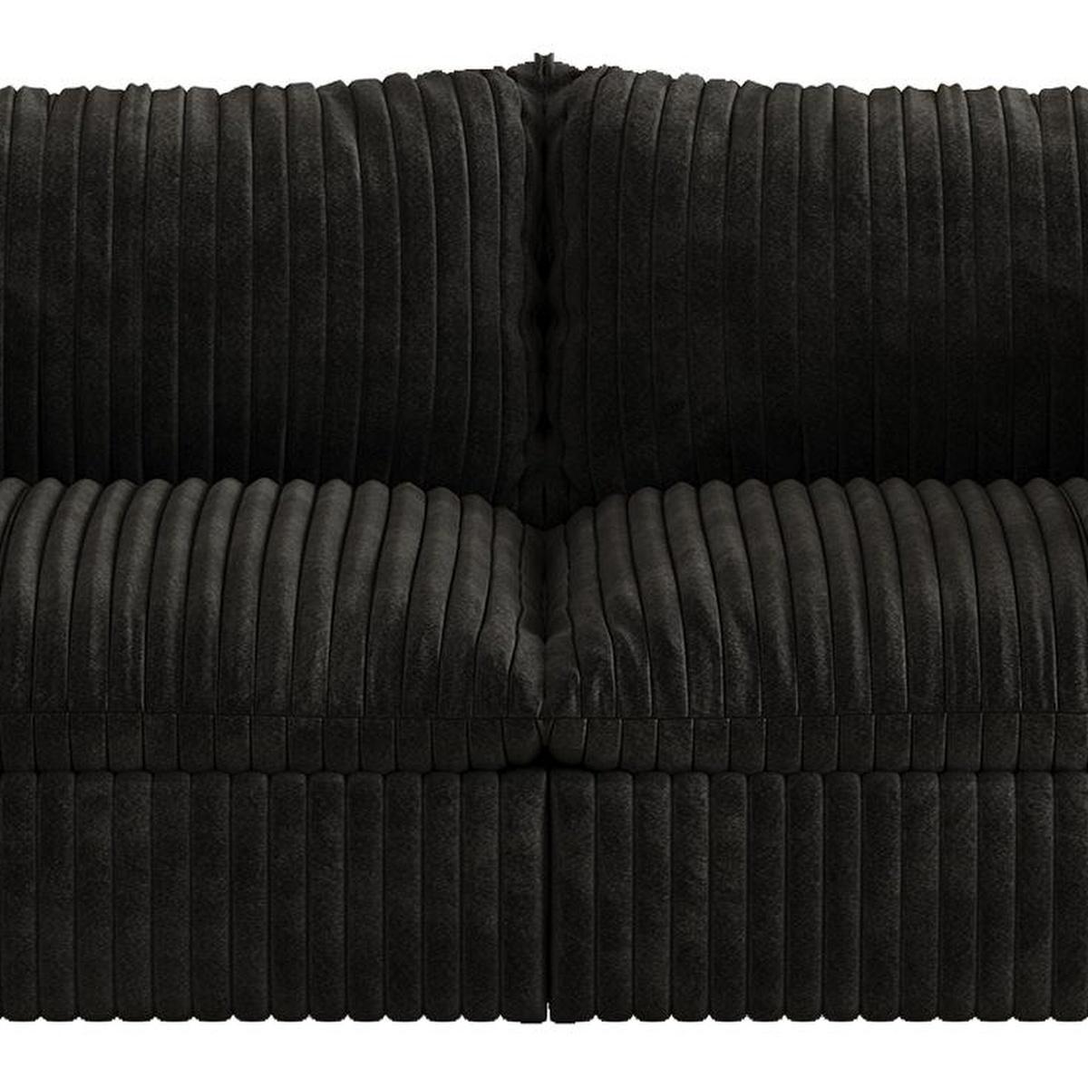 79" Black Corduroy Modular Sofa With Toss Pillows - HomeRoots - Flyclothing LLC