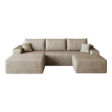 107" Camel Corduroy Modular Chaise Style Sofa With Ottoman - HomeRoots - Flyclothing LLC